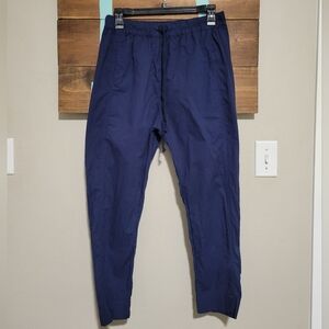 XiRENA Navy Drawstring Lightweight Poplin Cotton Tapered Leg Draper Pants XS